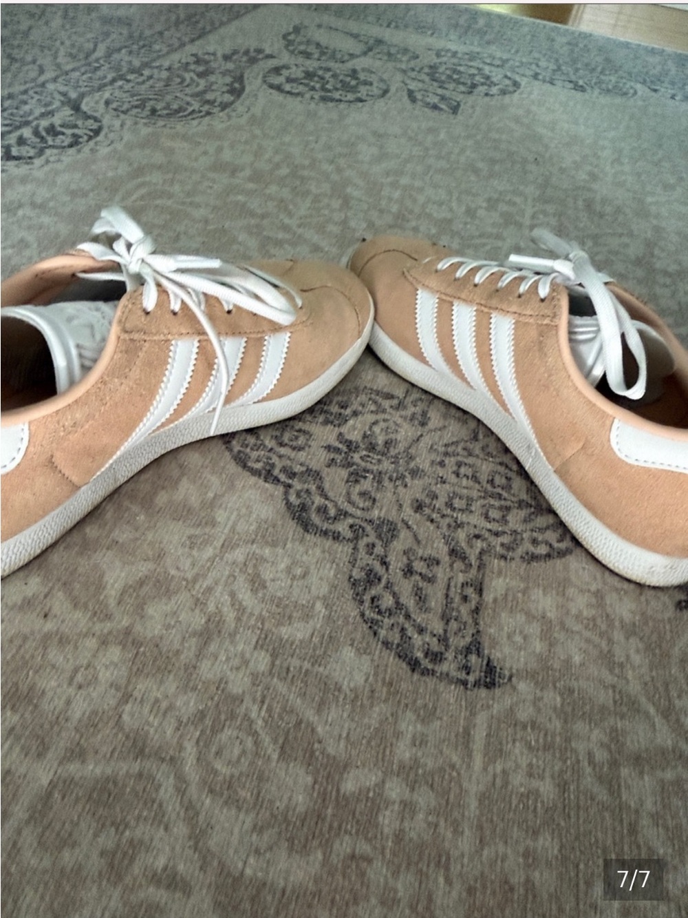 Gazelle Adidas size 8 woman  Beige Suede Sneakers with White Stripes
